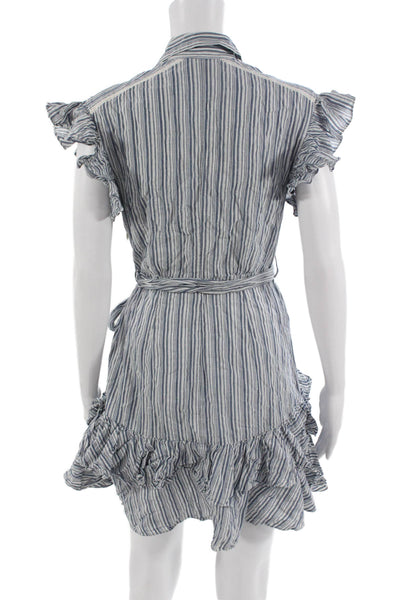 Rebecca Taylor Womens Blue Striped Shirt Dress Size 0 Petite