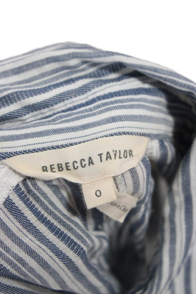 Rebecca Taylor Womens Blue Striped Shirt Dress Size 0 Petite