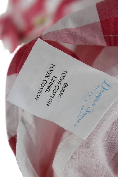 Draper James Women Sleeveless Pink Check Sundress Tie Waist Knee-Length Size 0