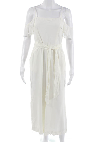 Avec Les Filles Womens White Sleeveless Maxi Jumpsuit Size 0