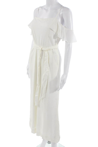 Avec Les Filles Womens White Sleeveless Maxi Jumpsuit Size 0