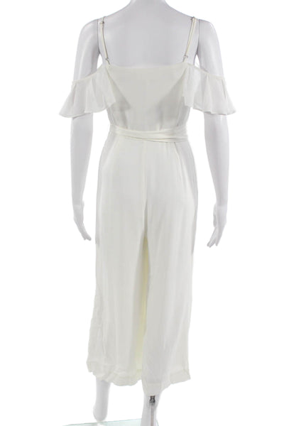 Avec Les Filles Womens White Sleeveless Maxi Jumpsuit Size 0