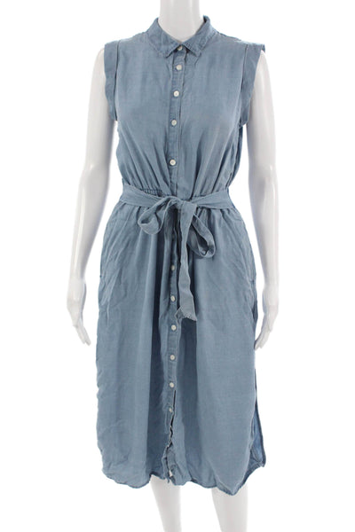 Banana Republic Womens Shirt Dress Blue Collared Sleeveless Long Size XS