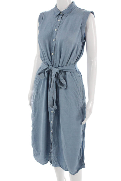 Banana Republic Womens Shirt Dress Blue Collared Sleeveless Long Size XS