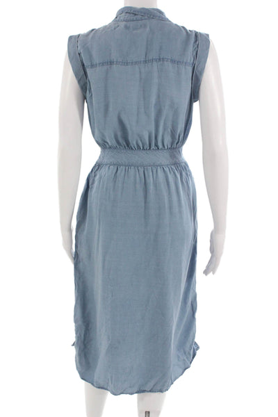 Banana Republic Womens Shirt Dress Blue Collared Sleeveless Long Size XS