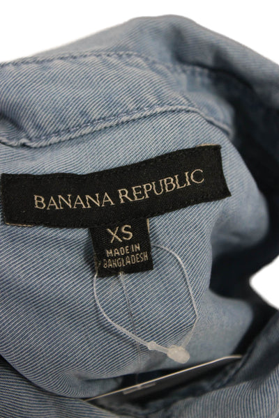 Banana Republic Womens Shirt Dress Blue Collared Sleeveless Long Size XS