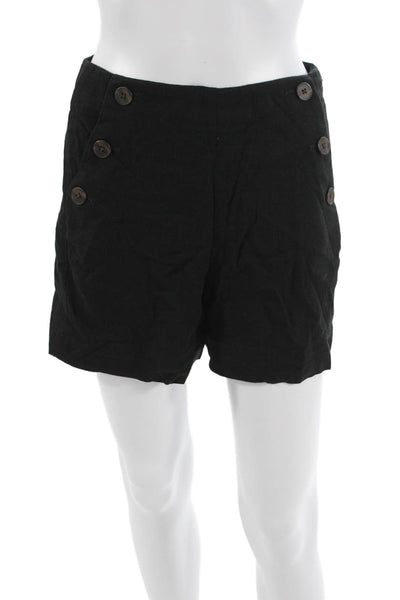 J Crew Unisex Black Viscose Linen Classic Shorts Button Size 0