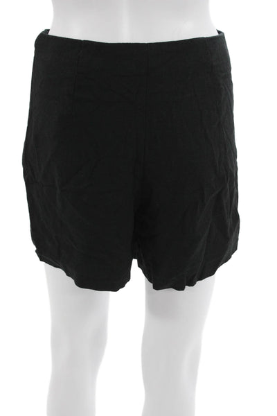 J Crew Unisex Black Viscose Linen Classic Shorts Button Size 0