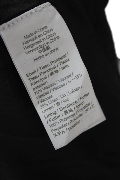 J Crew Unisex Black Viscose Linen Classic Shorts Button Size 0