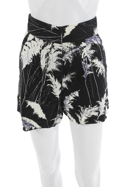 Whistles Unisex Floral Beach Shorts Black Viscose Linen Hook & Eye Size 2