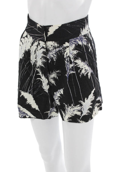 Whistles Unisex Floral Beach Shorts Black Viscose Linen Hook & Eye Size 2