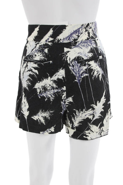 Whistles Unisex Floral Beach Shorts Black Viscose Linen Hook & Eye Size 2