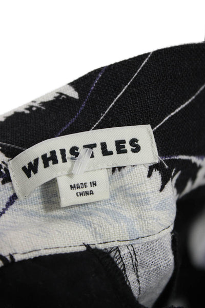 Whistles Unisex Floral Beach Shorts Black Viscose Linen Hook & Eye Size 2