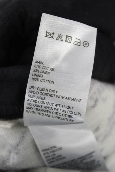 Whistles Unisex Floral Beach Shorts Black Viscose Linen Hook & Eye Size 2