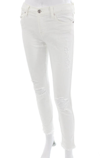 7 For All Mankind Womens White Ankle Skinny High Rise Jeans Size 26