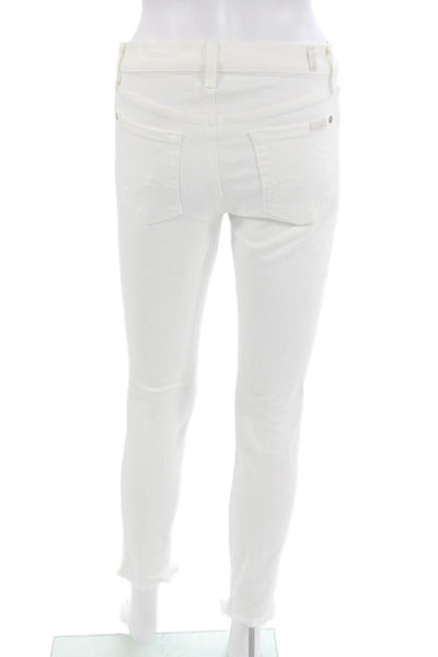 7 For All Mankind Womens White Ankle Skinny High Rise Jeans Size 26