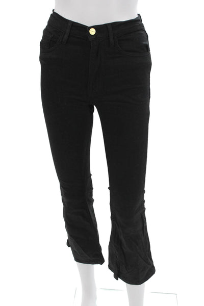 Frame Womens Cropped Jeggings Black High Rise Button Size 24