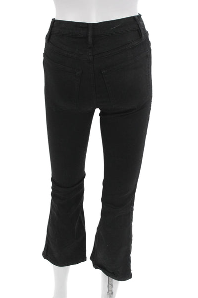 Frame Womens Cropped Jeggings Black High Rise Button Size 24