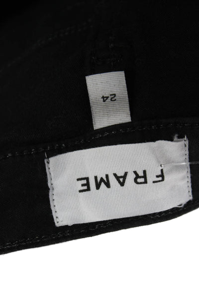 Frame Womens Cropped Jeggings Black High Rise Button Size 24