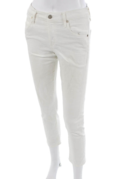 Citizens of Humanity Womens Ankle Cropped White Jeans Low Rise Cotton Size 25