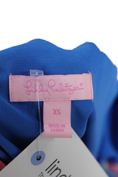 Lilly Pulitzer Women Blue Floral Camisole Round Neck Sleeveless Size XS