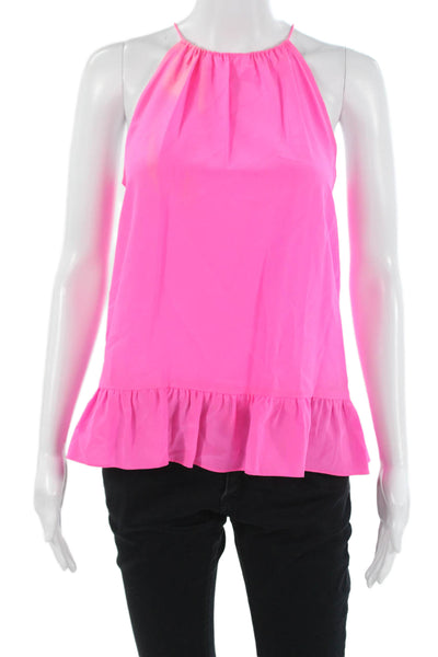 Lilly Pulitzer Womens Pink Silk High Neck Sleeveless Tank Size XS