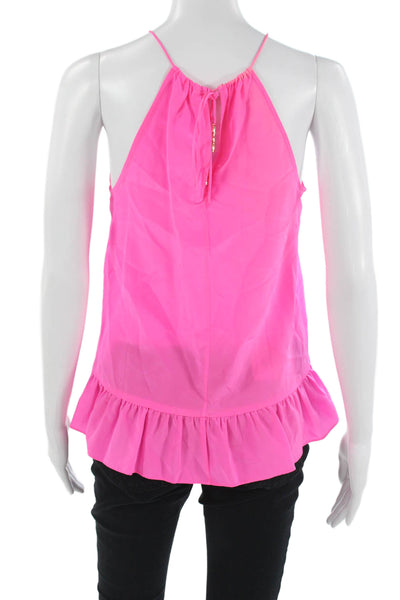 Lilly Pulitzer Womens Pink Silk High Neck Sleeveless Tank Size XS