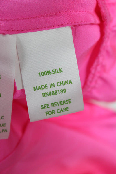 Lilly Pulitzer Womens Pink Silk High Neck Sleeveless Tank Size XS