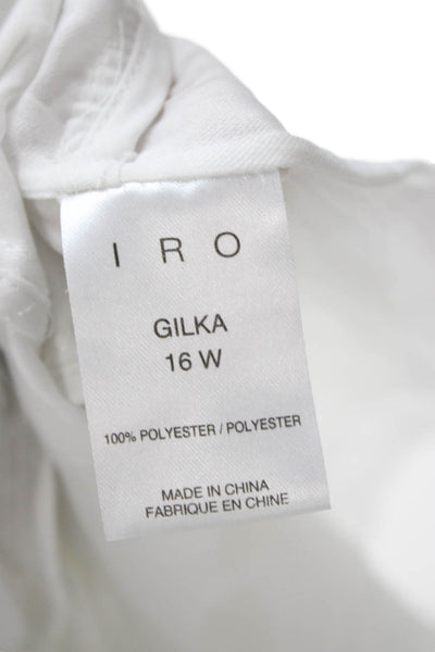 IRO Women White Lace Up Bohemian Geometric Blouse Sleeveless Size 36