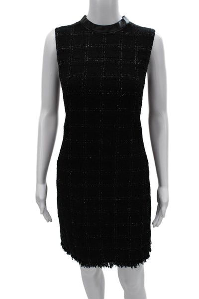Akris Punto Women Sheath Dress Black Check Sleeveless Knee Length Size 8