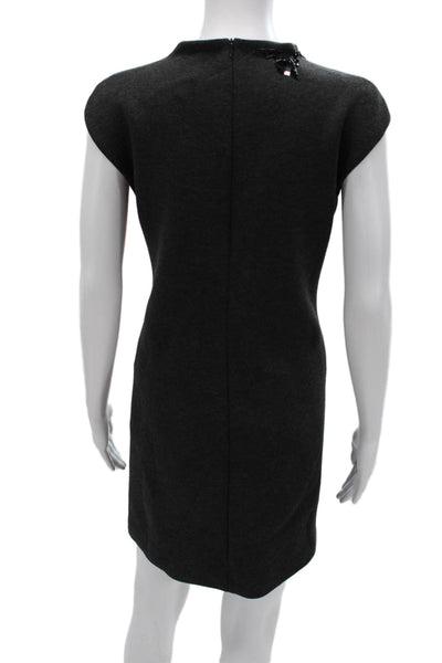 S Max Mara Womens Shift Dress Dark Gray High Neck Zip Knee Length Size M