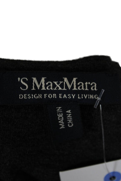 S Max Mara Womens Shift Dress Dark Gray High Neck Zip Knee Length Size M