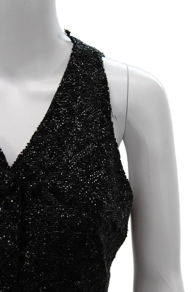Fred Hayman Womens V-Neck Black Tank Top Viscose Cupro Size M