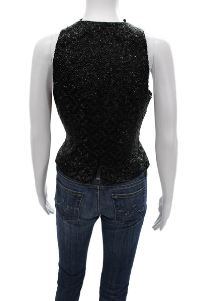 Fred Hayman Womens V-Neck Black Tank Top Viscose Cupro Size M