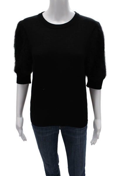 Michael Kors Unisex Black 100% Wool Pullover Sweater Crew Neck 3/4 Sleeve Size M