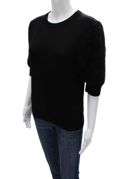 Michael Kors Unisex Black 100% Wool Pullover Sweater Crew Neck 3/4 Sleeve Size M