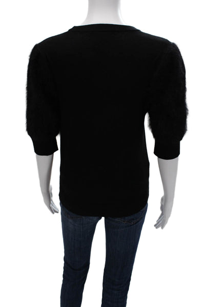 Michael Kors Unisex Black 100% Wool Pullover Sweater Crew Neck 3/4 Sleeve Size M