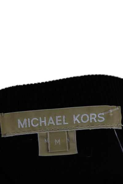 Michael Kors Unisex Black 100% Wool Pullover Sweater Crew Neck 3/4 Sleeve Size M