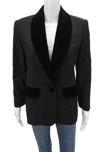 Deborah Johnson Womens One Button Long Sleeve Lined Blazer Black Size 32