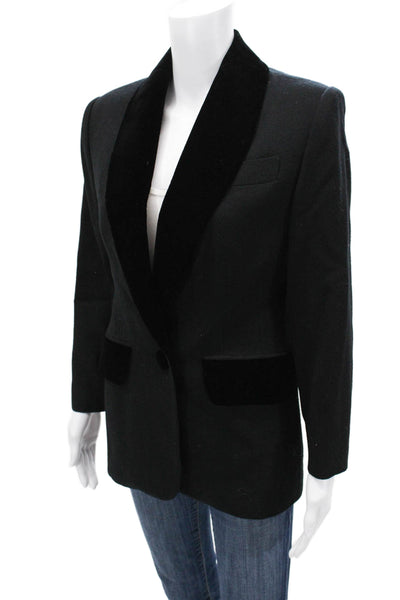 Deborah Johnson Womens One Button Long Sleeve Lined Blazer Black Size 32