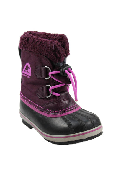 Sorel Girls Waterproof Lace Up Winter Snow Boots Purple Size 11