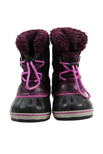 Sorel Girls Waterproof Lace Up Winter Snow Boots Purple Size 11