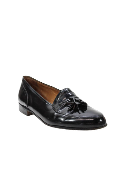 Bally Mens Leather Tasseled Detail Slip On Loafers Black Size 13