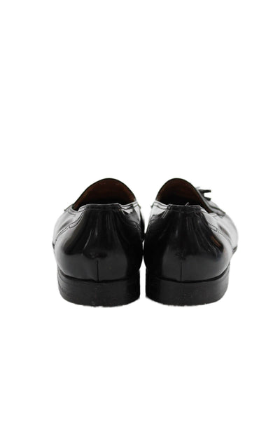 Bally Mens Leather Tasseled Detail Slip On Loafers Black Size 13