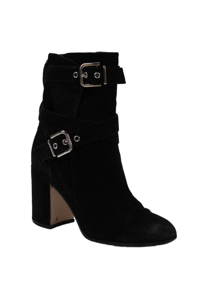 Gianvito Rossi Womens Buckled Strap Detail Heeled Ankle Boots Black Size 5.5