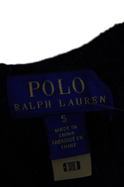 Polo Ralph Lauren Girls Cable Knit Long Sleeve Buttoned Cardigan Black Size 5