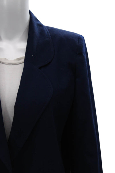 Lilli Ann Womens Two Button Long Sleeve Lined Blazer Skirt Suit Set Navy Size 36