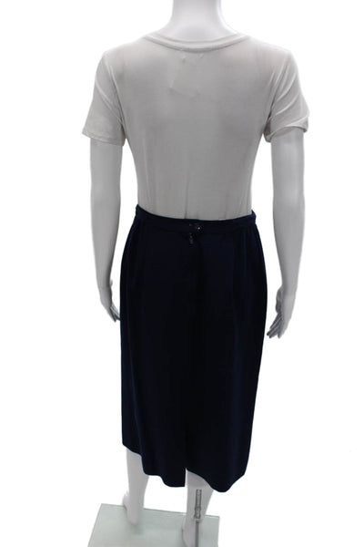 Lilli Ann Womens Two Button Long Sleeve Lined Blazer Skirt Suit Set Navy Size 36