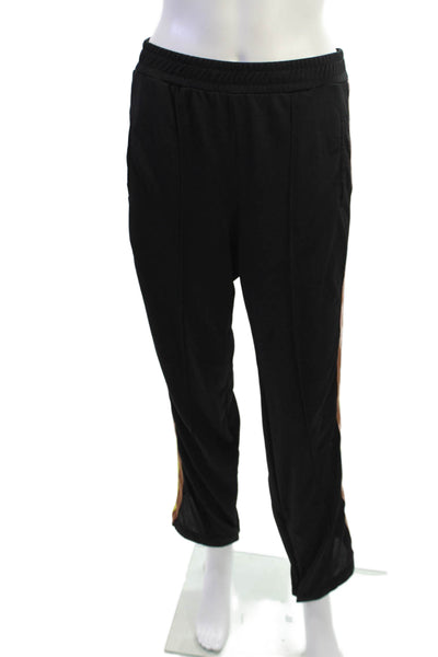 Ganni Unisex Jogger Sweatpants Black Striped 65% Polyester Size 38