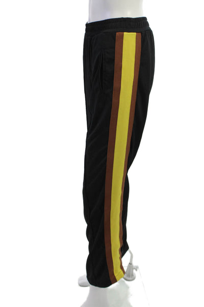 Ganni Unisex Jogger Sweatpants Black Striped 65% Polyester Size 38